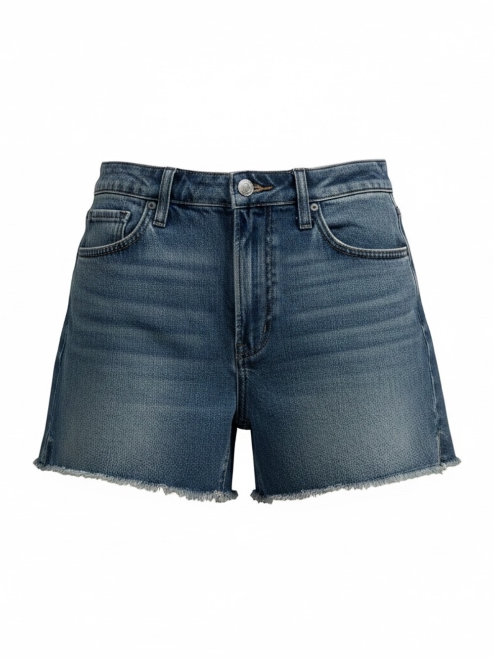 NWT High-Rise Dark Wash Denim Shorts with Frayed Hem
